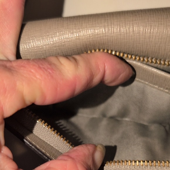 Furla Taupe Textured Leather Fold Wallet with Gold Logo - Picture 8 of 12